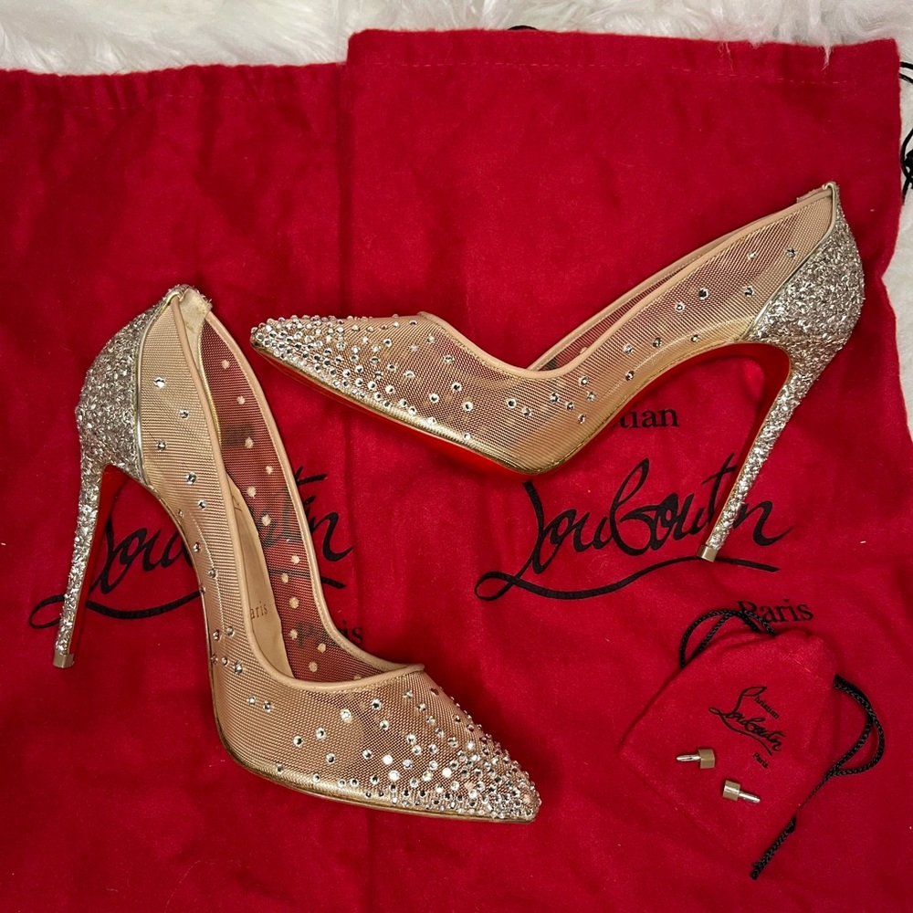 Christian Louboutin Silver and Nude women’s heel